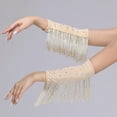 thumbnail image 7 of Segolike 1 Pair Latin Dance Arm Sleeves Competitions Shiny Comfortable Tassel Arm Sleeves Apricot Gold, 7 of 7
