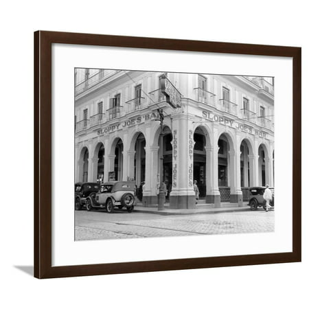 1930s Outside Facade of Sloppy Joe's Bar Said to Be Origin of Sloppy Joe Sandwich Old Havana Cuba Framed Print Wall