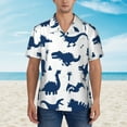 thumbnail image 2 of Disketp Hawaiian Shirts For Men,Collection Of Cute Cartoon Dinosaurs Blue Silhouette Pattern Print Mens Casual Short Sleeve Button Down Shirts Beach Shirt, 2 of 7