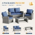 thumbnail image 4 of ELPOSUN Wicker Patio Furniture Set, 4 Piece Outdoor Sectional Conversation Sets, Gray PE Rattan Patio Sofa Set for Balcony, Porch, Backyard, Navy Blue, 4 of 6