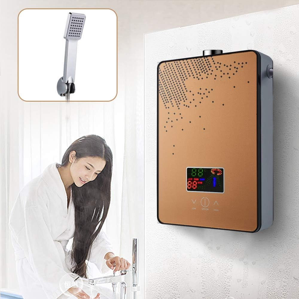 Instant Water Heater, Whole House Electric Tankless Instant Water Heater With Shower Head, Ipx4 Large Led Screen Shows Temperature