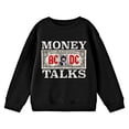 thumbnail image 3 of ACDC Money Talks Distressed Graphic Crew Neck Long Sleeve Boy's Black Sweatshirt-Medium, 3 of 5