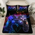 thumbnail image 2 of Manfei Boys Gaming Gamer Queen Sheet Sets, Video Game Console Gamepad Flat Sheet, Black Blue Queen Fitted Sheet, Super Cozy Room Decor 4pcs, 2 of 7