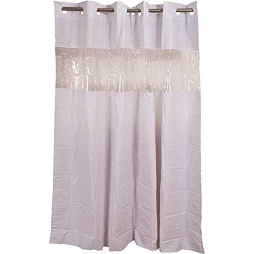 Hookless HBH08VIS01 Vision Shower Curtain White With Clear Top 71" x 74"