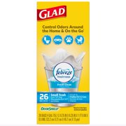 Glad Small Trash Bags - OdorShield 4 gal White Trash Bag, Febreze Fresh Clean - 26 ct