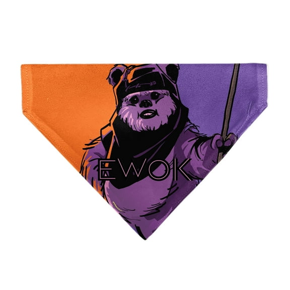 Star Wars Pet Bandana Star Wars Ewok Text and Wicket Pop Art Orange Purples Black Slip On Collar Bandana Only