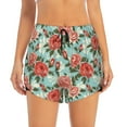 thumbnail image 2 of Xecao's Rose Flowers for a double-layer running short for women, perfect for gym, tennis, and more, featuring a convenient pocket., 2 of 9