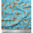 thumbnail image 1 of Soimoi Japan Crepe Satin Fabric Stripe,Leaves & Flower Floral Print Fabric by the Yard 42 Inch Wide, 1 of 1