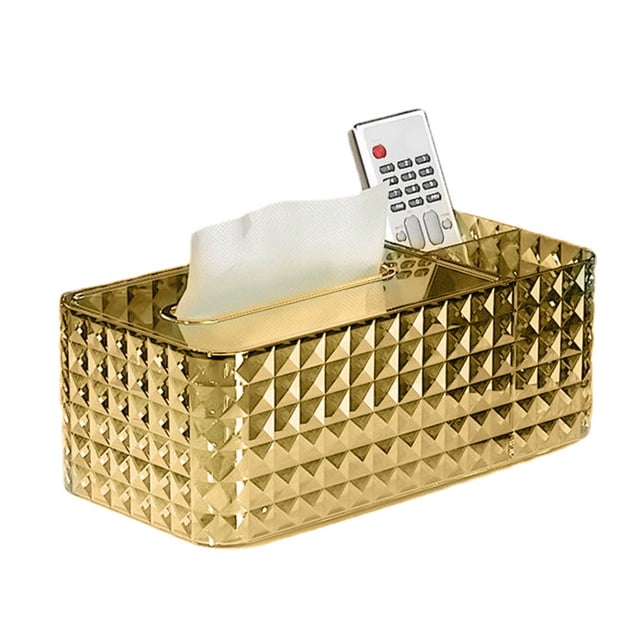Soporte Para Caja De Pañuelos, Caja De Almacenamiento De Pañuelos Transparente Con Textura De Rombo Con Partición Lateral Para Sala De Estar, Plástico