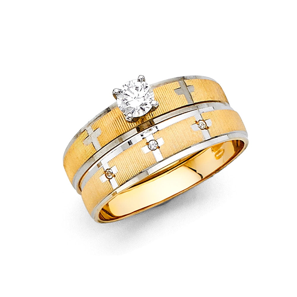 AA Jewels Solid 14k White and Yellow Gold Two Tone