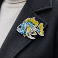 thumbnail image 2 of Brooch Pin Enamel Finish Rhinestones Inlay Tropical Fish Design Alloy Pin Electroplated Base Suits Coats Sweaters Badge, 2 of 8