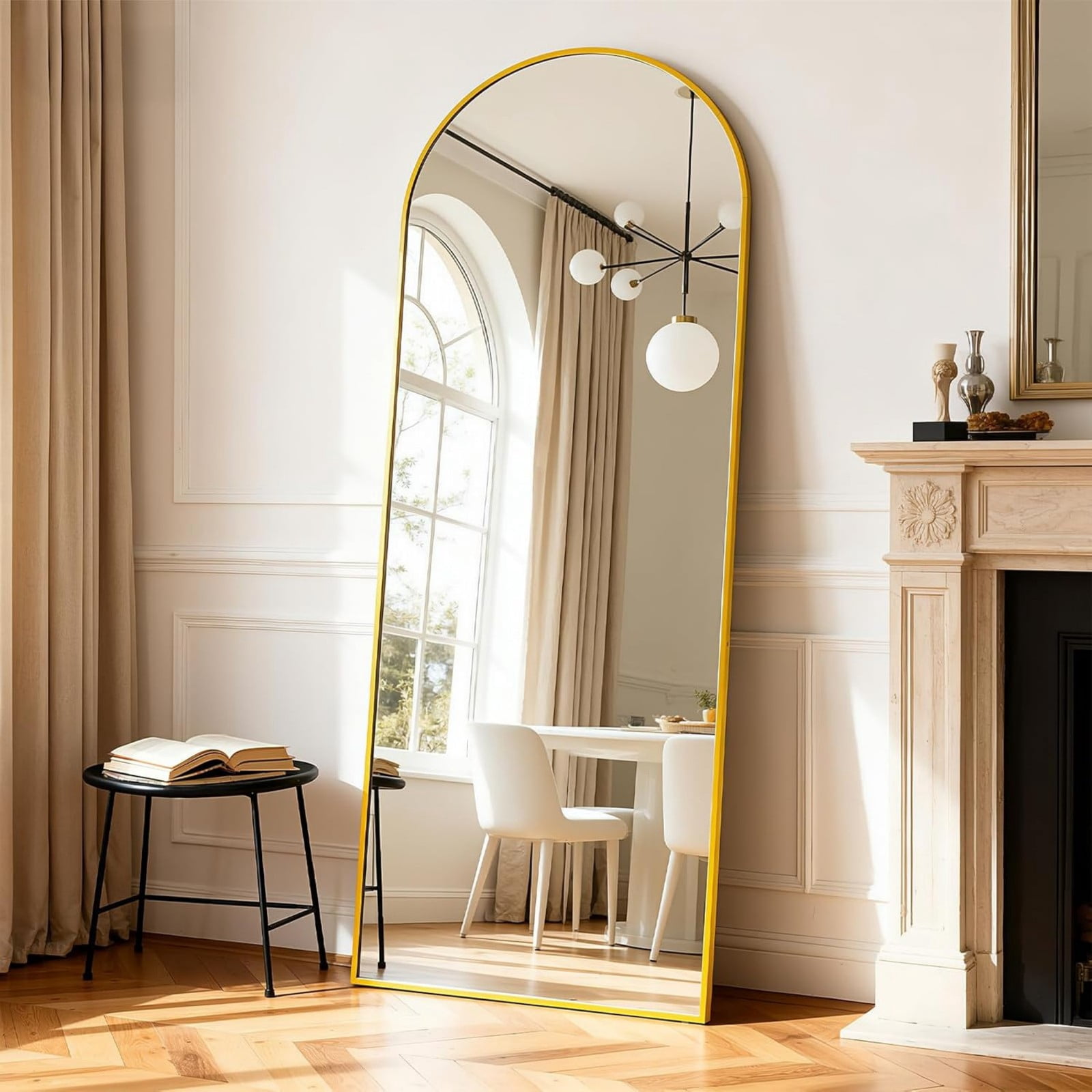 AUROMIR 26"x71" Arched Full Length Mirror Free Standing Full Body Floor Mirror, Gold