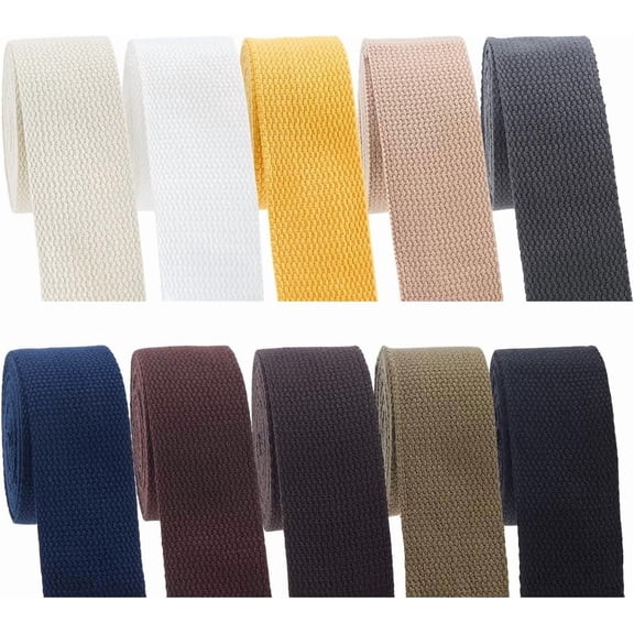 1-1/2 inch Cotton Webbing 10 Colors Heavy Bag Strapes Flat Polycotton Webbing Leash Strapes for DIY Crafts Repair Furniture Cloth Belt Bag Making Outdoor Activities 82ft 1set