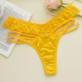 thumbnail image 4 of eczipvz Women's Sexy Satin Thong Panties Lace Tangas Cheeky Underwear Cotton Brief(Yellow,M), 4 of 7