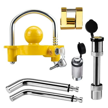 Beaquicy Trailer Hitch Security Lock Set Contain U-Shaped Ball Hitch Lock 72783 and Pin Lock, Share 2 Keys
