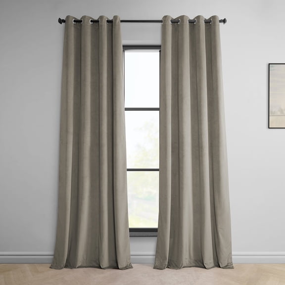 HPD Half Price Drapes Gallery Taupe Grommet Heritage Plush Velvet Room Darkening Curtains for Bedroom & Living Room Curtains (1 Panel),108 inch curtains, Grommet Curtains & Drapes, 50W X 108L