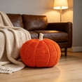 thumbnail image 5 of Pumpkin-Shaped Sofa Cushion for Fall and Holiday Home Decor - Soft Velour Pillow for Thanksgiving, Halloween, and Seasonal Interior Styling(Orange), 5 of 5