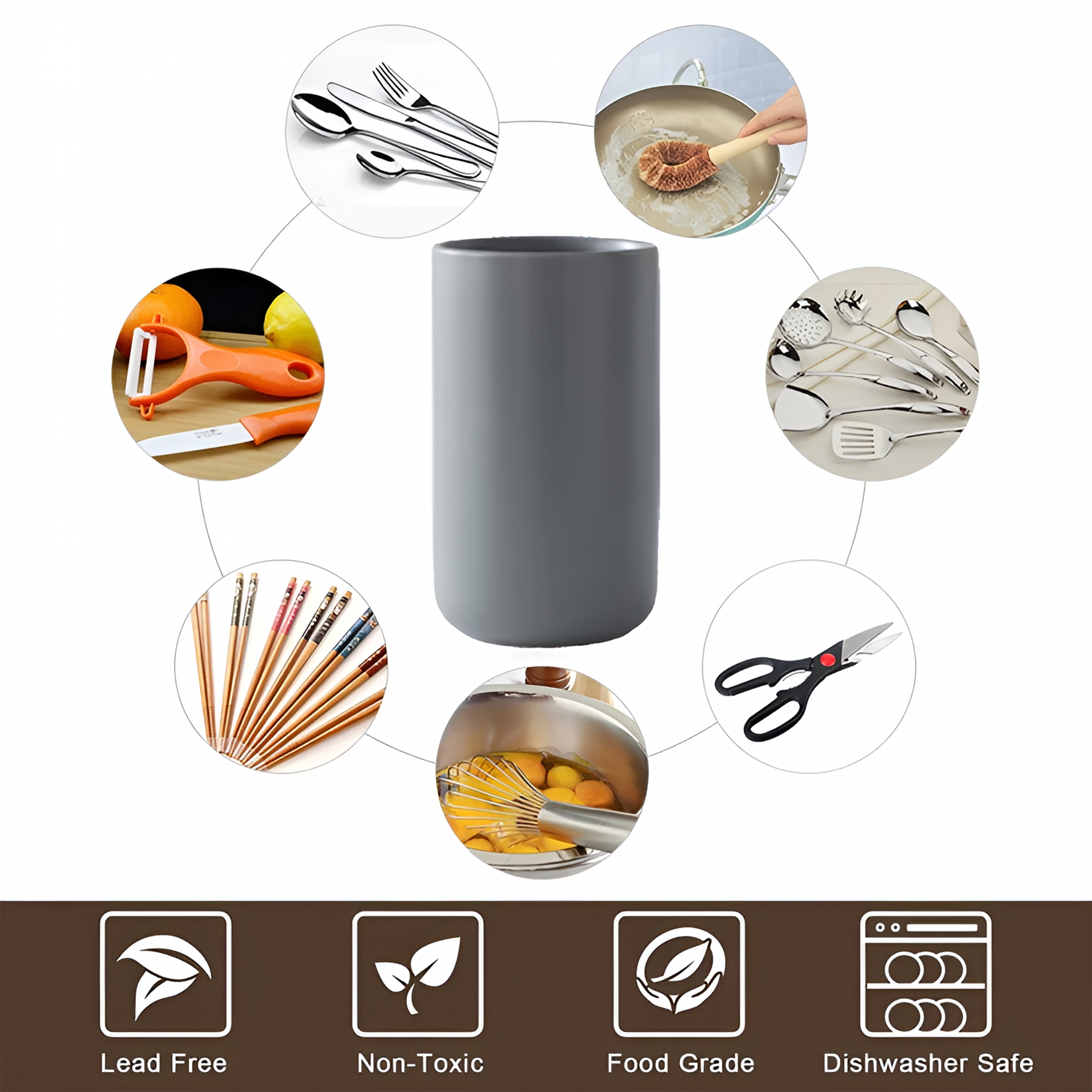 ACDANC 2026 New Kitchen Utensil Holder,Cooking Utensil Holder for Kitchen Counter,Cream White Ceramic Utensil Crock
