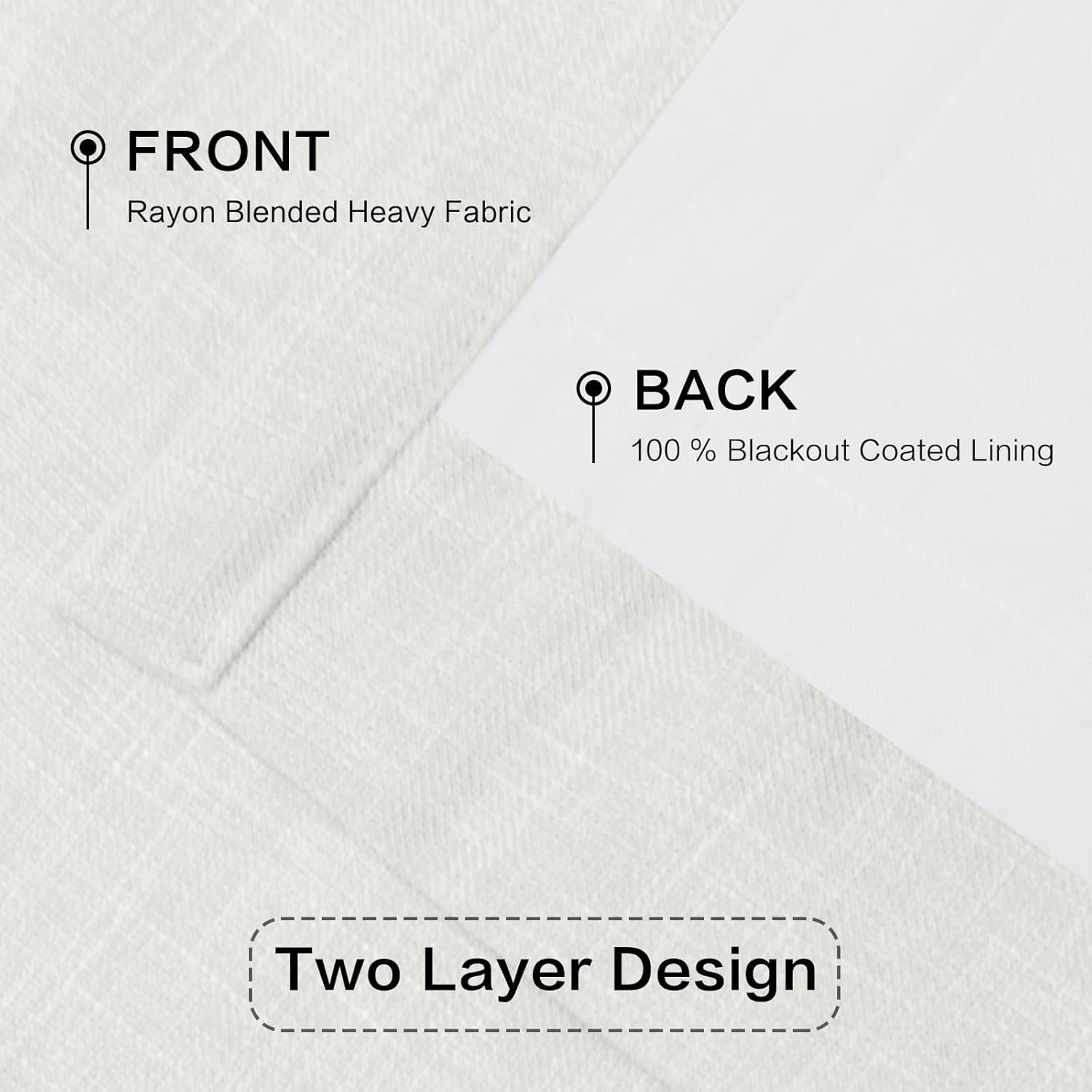 Parojati 2 Panels Linen Blend Pinch Pleated Curtains for Home, Blackout Heat Blocking Window Curtains for Bedroom,Living Room,Office, 40''W×84''L, Ivory