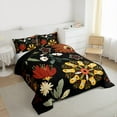 thumbnail image 3 of Homewish Rustic Flower Floral Bedding Comforter Set,Ancient Boho Style Twin Comforter Sets,Black Red Orange Bedding Set For Adult,Breathable Home Decor Reversible,2-Piece, 3 of 8