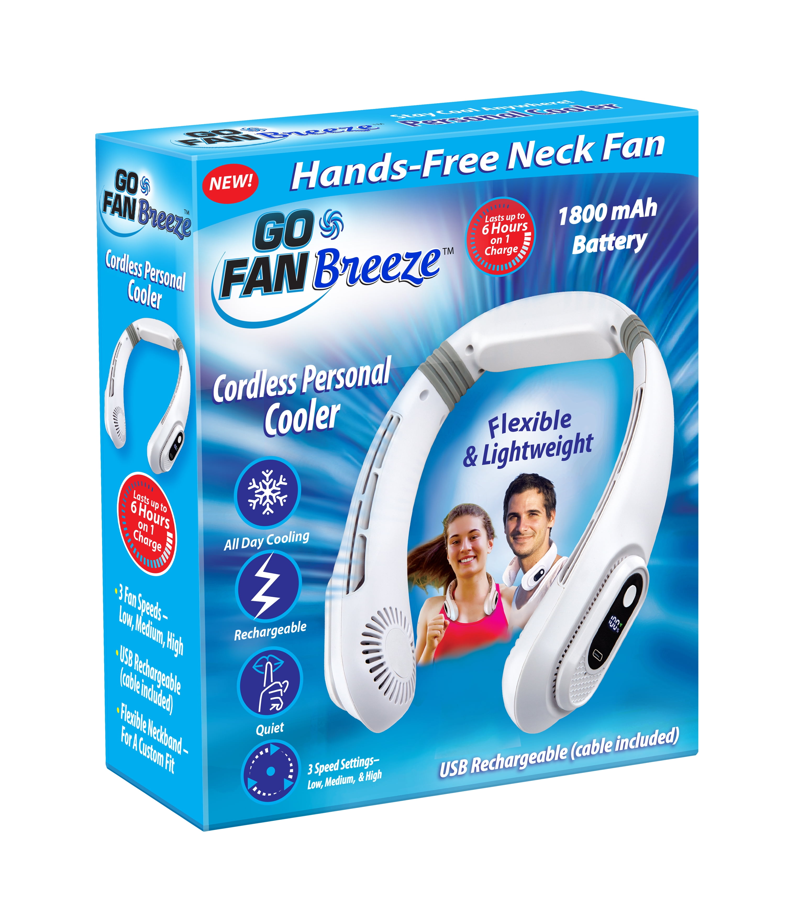 2 pack) Arctic Air Freedom Neck Cooler, Portable Neck Fan with 3  display picture 1