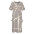 thumbnail image 3 of Elegante vestido de verano con bolsillos para mujer vestidos sueltos con patrón geométrico de oro rosa, 3 of 6