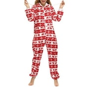 Aunavey Women's Flannel Hooded One Piece Pajama Jumpsuit Fleece Christmas Onesie