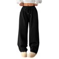 thumbnail image 3 of Women's Solid Corduroy Drapey Loose Wide Leg Casual Long Pants, 3 of 10