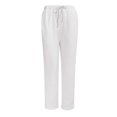 thumbnail image 2 of Gibobby pantalones termicos mujer Pantalón de cintura elástica para mujer con bolsillo Pantalón suelto Pantalones de color sólido (Blanco, XL), 2 of 5