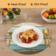 thumbnail image 4 of Farmhouse Teal Brown Round 13 Inch Placemats Set of 6, Vintage Ombre Wooden HeatResistant Non Slip Place Mats for Dining Table, Wipeable Braided Kitchen Table Mats for Housewarming, 4 of 9