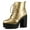 Gold, variant on Women's Platform Chunky High Heel Lace up Combat Boots Gold 7.5