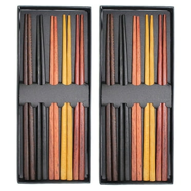 Set of 2 Boxes(10 Pairs in total)-Multicolored Reusable Japanese Sushi Wooden Chopsticks