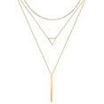 thumbnail image 1 of Collares en capas de oro para mujer, chapados a mano, barra multicapa, perlas, moneda, disco, luna, mariposa, medallón ajustable, 1 of 5