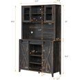 thumbnail image 3 of YUSAZENS Farmhouse Coffee Bar Cabinet with Sliding Barn Door, 70" Tall Buffet Cabinet with Wine Rack, Storage Shelves & Glass Holder, for Kitchen or Dining Room, Oak, 3 of 7