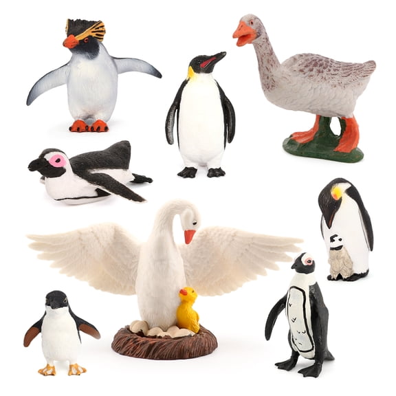 Penguin Figures 8PCS Animal Toys Figurines Decoration Christmas New Year Birthday Gift Cake Topper