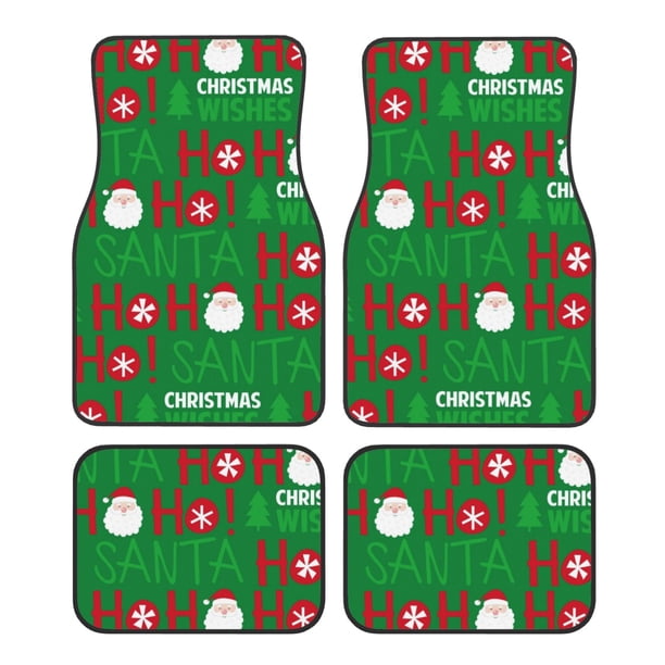 Fotbe Cute Santa Juego de 4 Tapetes para Auto con Estampado – Alfombrillas de Goma Reforzada, Diseño Antideslizante, Protección para Todo el Año – Vehículos, Autos, Camionetas y SUVs