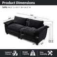 thumbnail image 6 of Living Room Furniture Big Loveseat Luxury Couch with Soft Chenille Upholstered Sofa (Black), 6 of 11