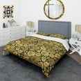 thumbnail image 3 of Designart 'Golden Floral II' Mid-Century Modern Duvet Cover Set, 3 of 4