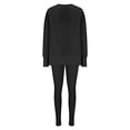 thumbnail image 3 of biudgviw Lounge Sets for Women Oversized Crewneck Long Sleeve Side Slit Sweatshirt Soft Yoga Sweatpants Tracksuit 2 Piece Outfits, 3 of 5