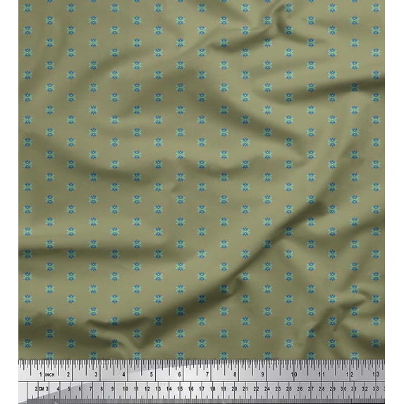 Soimoi Silk Fabric Ikat Small Motif Shirting Print Fabric by Yard 42 Inch Wide