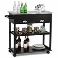 thumbnail image 1 of Costway Îlot de Cuisine à Roulettes Chariot en Acier Inoxydable Flip Table W / Tiroir, 1 of 10