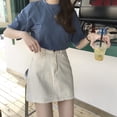 thumbnail image 3 of YUNAFFT Skirt for Women Plus Size Clearance Fashion Women Denim Skirt Summer Lady Leisure Pure Color High Waist Skirt, 3 of 5