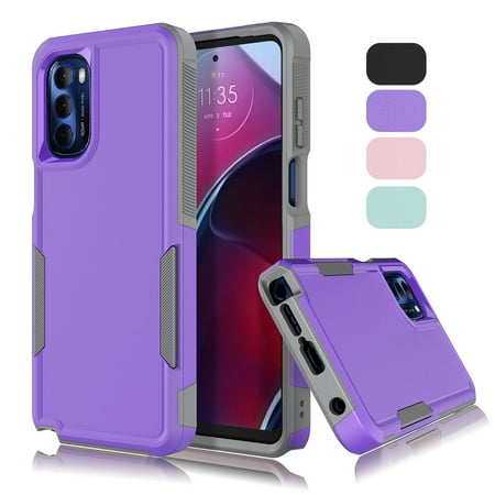 For Moto G Stylus 5G 2022 Case, 2 in 1 Heavy Duty Armor Shockproof Tough Hybrid Dual Layer Rubber Drop Protection Soft Bumper Rugged Protective Phone Cover Case for Moto G Stylus 2022-Purple
