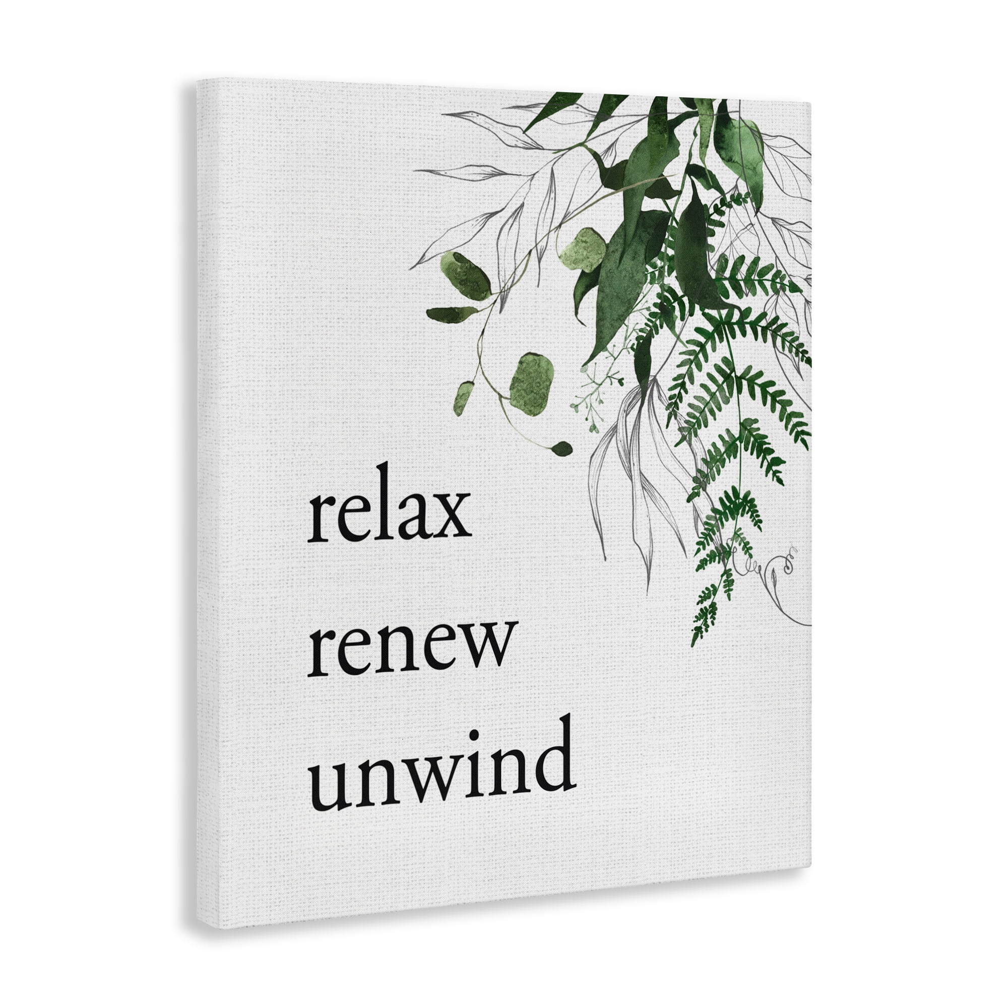 Relax Renew Unwind with Foliage Canvas Wall Art, design by Lettered and Lined