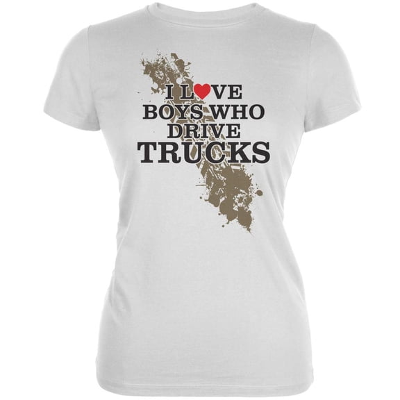 Boys Who Drive Trucks White Juniors Soft T-Shirt - Large