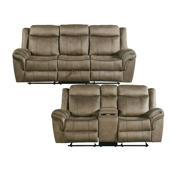 Picket House Furnishings Tasso 2PC Living Room Set in T101 Brown-Sofa & Loveseat