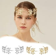 Bridal Gold Leaf Headband Bridal Headgear Gold Leaf Headgear For Wedding Prom Festive Bridesmaid Hair Accessories (Gold And Silver) Cactus Wreath Wreaths for Front Door outside Christmas Metal