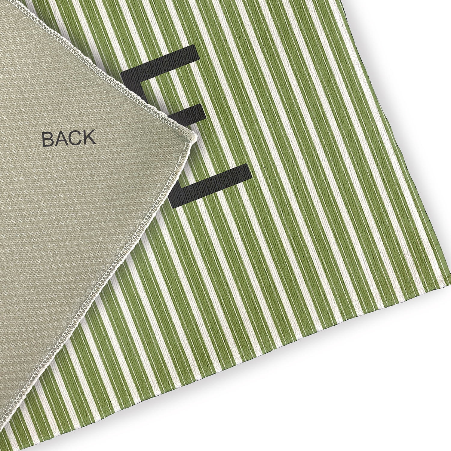 3' x 5' Simply Daisy Farmhouse Ticking Farmhouse Chenille Area Rug, Light Olive Green