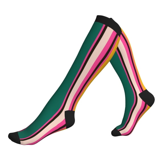 Compression Socks for Men Women -Vertical Stripes Knee High Compression Stockings for Men Women
