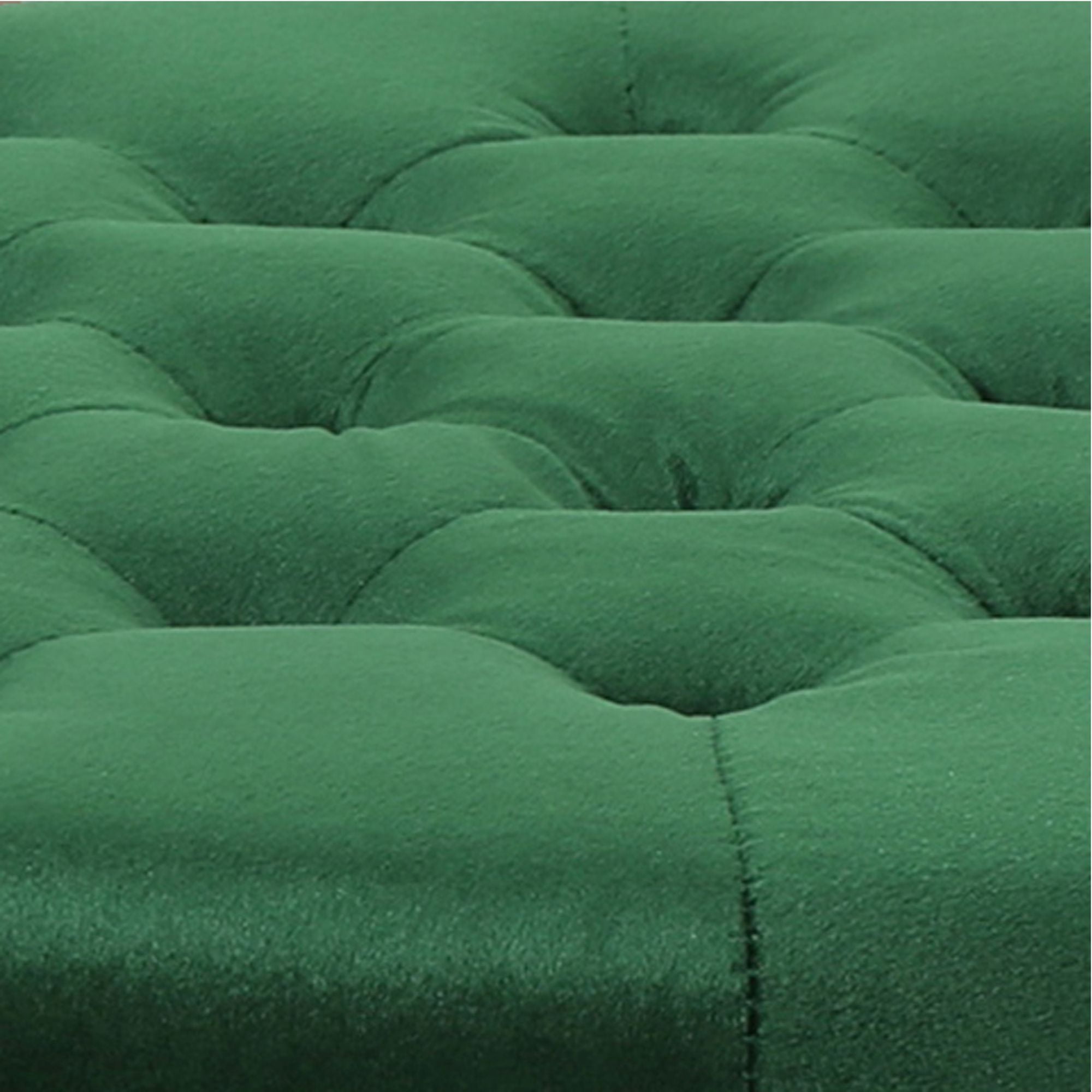 22" Emerald Green and Black Contemporary Round Tufted Ottoman